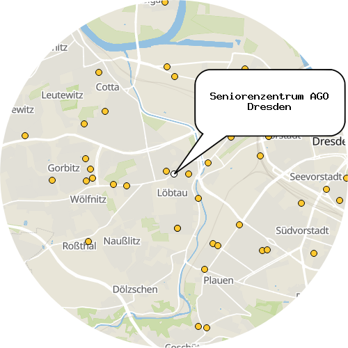 Kartenausschnitt für die Firma Seniorenzentrum AGO Dresden