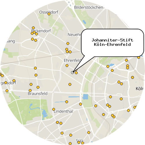 Kartenausschnitt für die Firma Johanniter-Stift Köln-Ehrenfeld