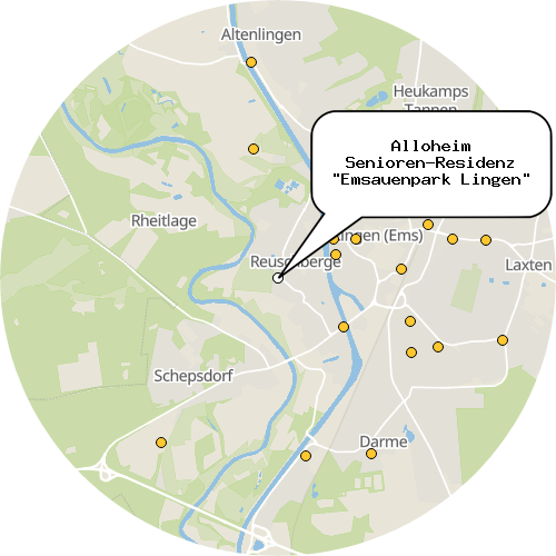 Kartenausschnitt für die Firma Alloheim Senioren-Residenz "Emsauenpark Lingen"