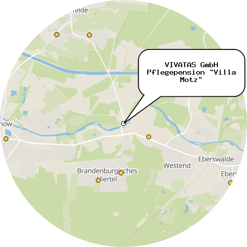 Kartenausschnitt für die Firma VIVATAS GmbH Pflegepension "Villa Motz"