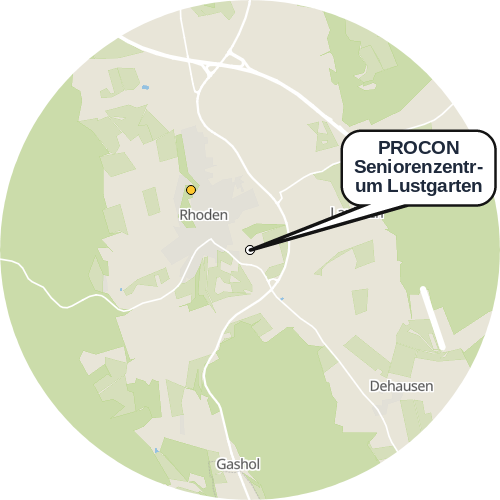 Kartenausschnitt für die Firma PROCON Seniorenzentrum Lustgarten