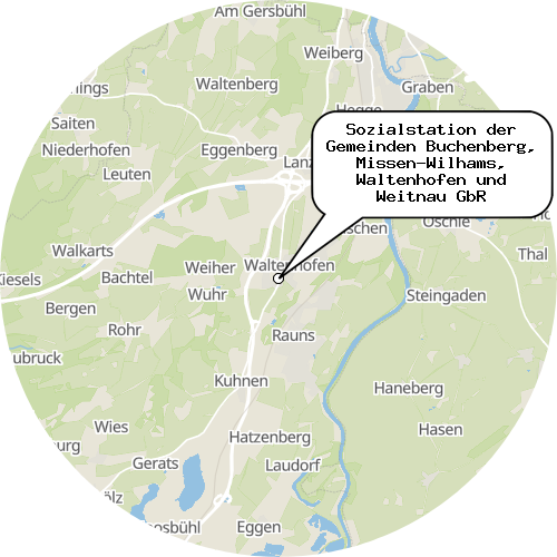 Kartenausschnitt für die Firma Sozialstation der Gemeinden Buchenberg, Missen-Wilhams, Waltenhofen und Weitnau GbR