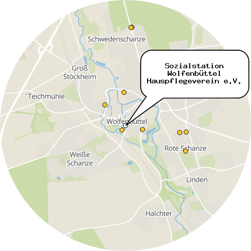 Kartenausschnitt für die Firma Sozialstation Wolfenbüttel Hauspflegeverein e.V.