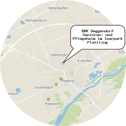 Kartenausschnitt für die Firma BRK Deggendorf Senioren- und Pflegeheim im Isarpark Plattling