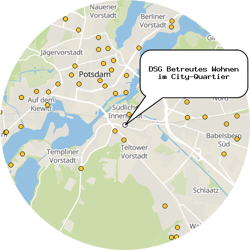 Kartenausschnitt für die Firma DSG Betreutes Wohnen im City-Quartier