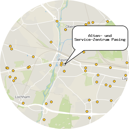 Kartenausschnitt für die Firma Alten- und Service-Zentrum Pasing