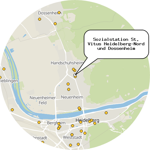Kartenausschnitt für die Firma Sozialstation St. Vitus Heidelberg-Nord und Dossenheim