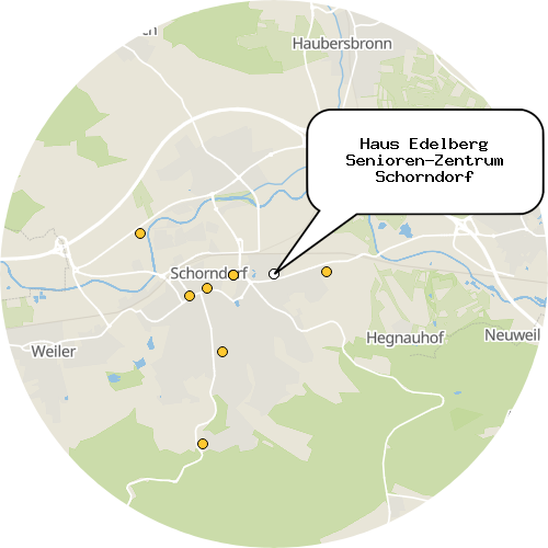 Kartenausschnitt für die Firma Haus Edelberg Senioren-Zentrum Schorndorf