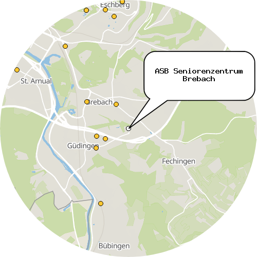 Kartenausschnitt für die Firma ASB Seniorenzentrum Brebach