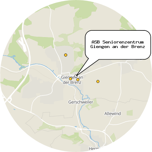Kartenausschnitt für die Firma ASB Seniorenzentrum Giengen an der Brenz