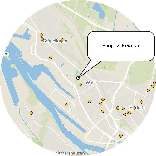 Kartenausschnitt für die Firma Hospiz Brücke