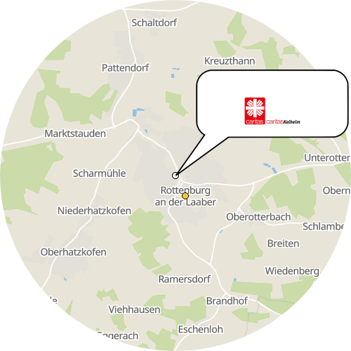 Kartenausschnitt für die Firma Caritas Sozialstation Rottenburg-Pfeffenhausen-Hohenthann