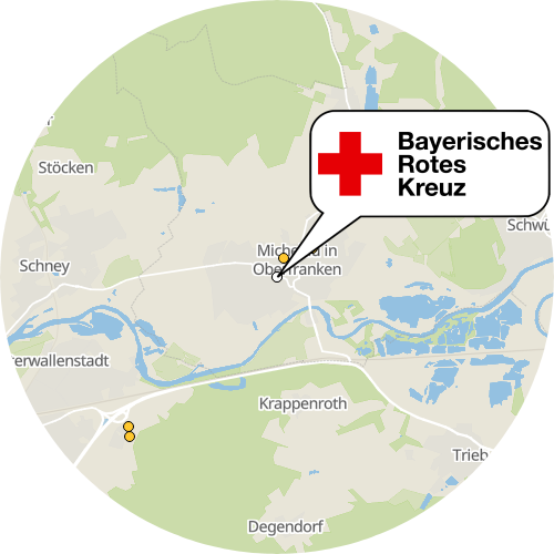 Kartenausschnitt für die Firma BRK-Sozialstation Stützpunkt Michelau