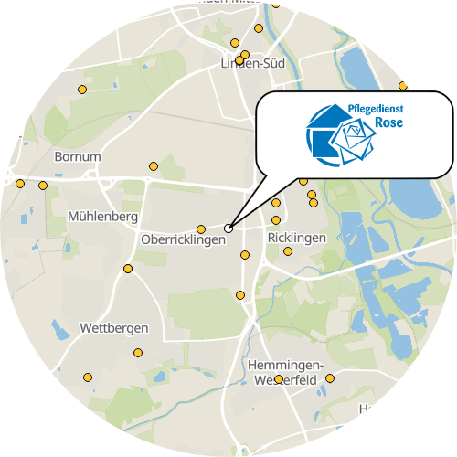 Kartenausschnitt für die Firma Pflegedienst Rose GmbH (Hannover)