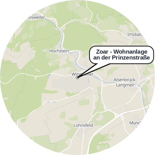 Kartenausschnitt für die Firma Zoar - Wohnanlage an der Prinzenstraße