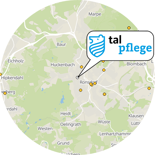 Kartenausschnitt für die Firma Talpflege Betreuung GmbH