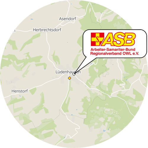 Kartenausschnitt für die Firma Arbeiter-Samariter-Bund RV OWL e.V. - Eichenhof Lüdenhausen