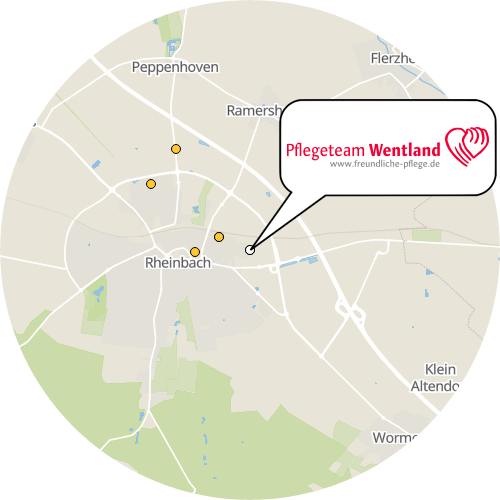 Kartenausschnitt für die Firma Pflegeteam Wentland GmbH & Co. KG