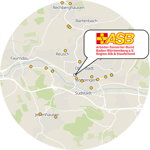 Kartenausschnitt für die Firma ASB Sozialstation Göppingen