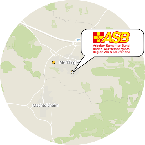 Kartenausschnitt für die Firma ASB Sozialstation Merklingen
