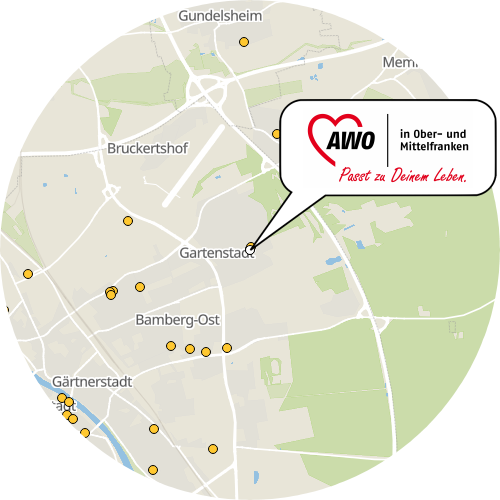 Kartenausschnitt für die Firma AWO Pflegezentrum Bamberg-Gartenstadt