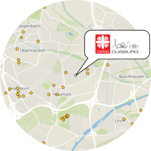 Kartenausschnitt für die Firma Caritasverband Duisburg e.V. Begegnungs- und Beratungszentrum Neumühl
