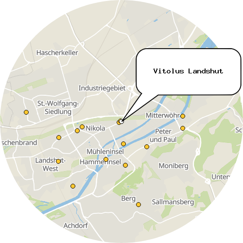 Kartenausschnitt für die Firma Vitolus Landshut
