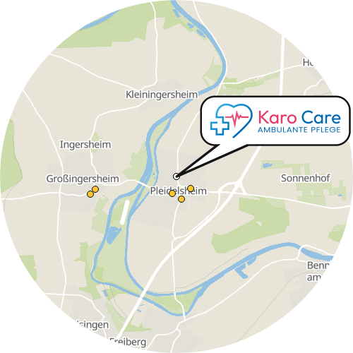 Kartenausschnitt für die Firma Pflegedienst KaroCare GmbH