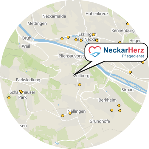 Kartenausschnitt für die Firma NeckarHerz Pflegedienst GmbH
