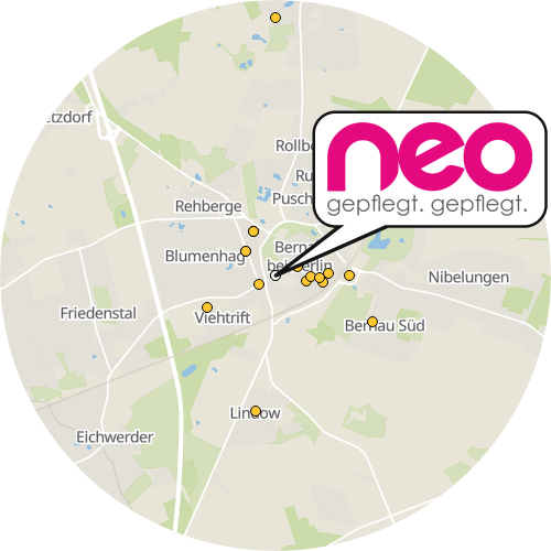 Kartenausschnitt für die Firma np neo Pflegedienst GmbH
