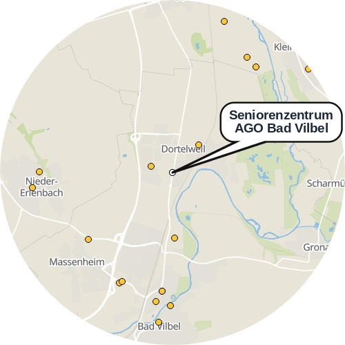 Kartenausschnitt für die Firma Seniorenzentrum AGO Bad Vilbel