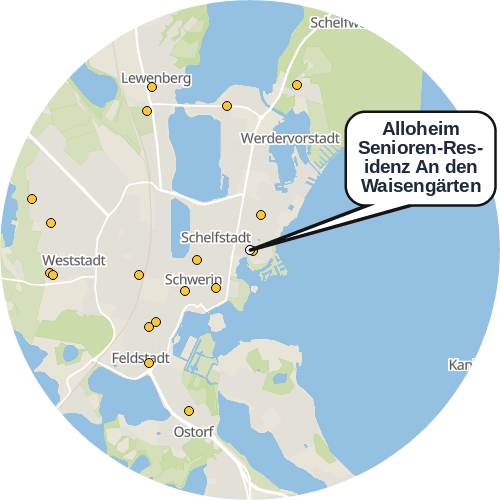 Kartenausschnitt für die Firma Alloheim Senioren-Residenz An den Waisengärten