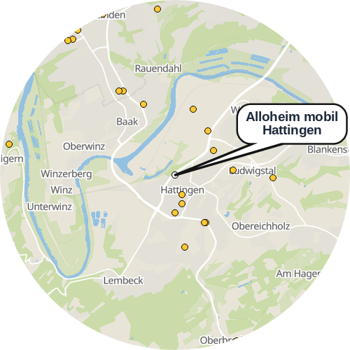 Kartenausschnitt für die Firma Alloheim mobil Hattingen
