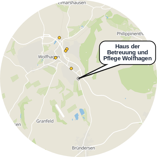 Kartenausschnitt für die Firma Haus der Betreuung und Pflege Wolfhagen