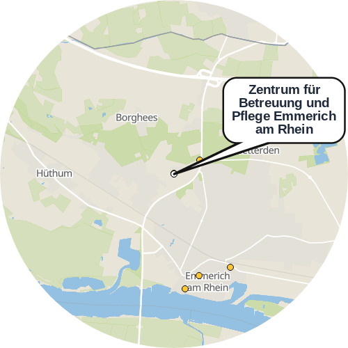 Kartenausschnitt für die Firma Zentrum für Betreuung und Pflege Emmerich am Rhein