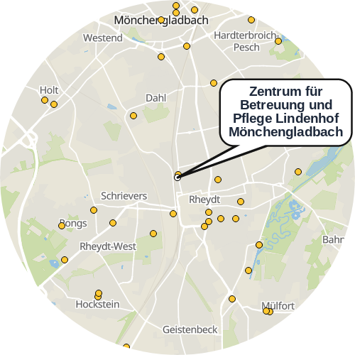 Kartenausschnitt für die Firma Zentrum für Betreuung und Pflege Lindenhof Mönchengladbach