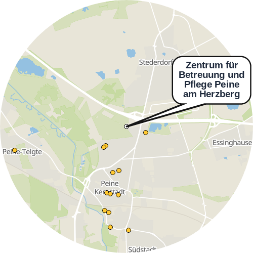 Kartenausschnitt für die Firma Zentrum für Betreuung und Pflege Peine am Herzberg
