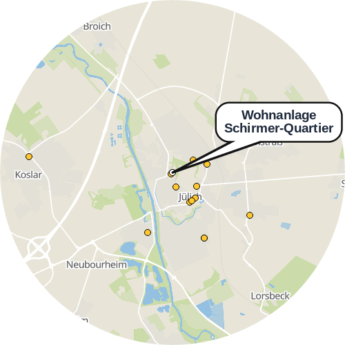 Kartenausschnitt für die Firma Wohnanlage Schirmer-Quartier