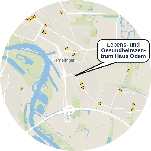 Kartenausschnitt für die Firma Lebens- und Gesundheitszentrum Haus Odem