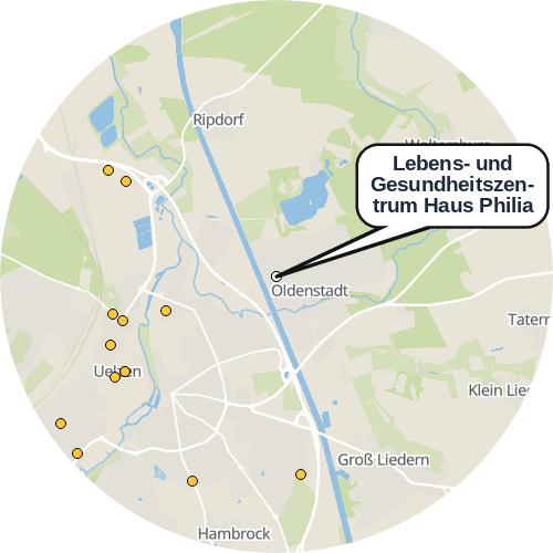 Kartenausschnitt für die Firma Lebens- und Gesundheitszentrum Haus Philia