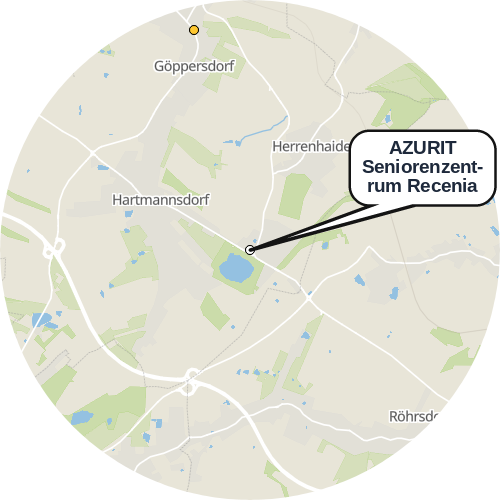Kartenausschnitt für die Firma AZURIT Seniorenzentrum Recenia