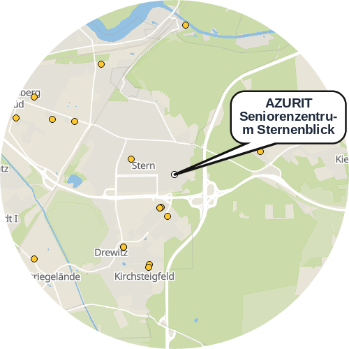 Kartenausschnitt für die Firma AZURIT Seniorenzentrum Sternenblick