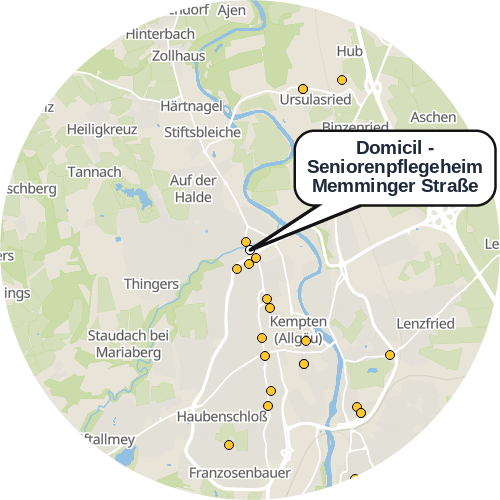 Kartenausschnitt für die Firma Domicil - Seniorenpflegeheim Memminger Straße