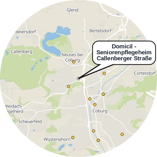 Kartenausschnitt für die Firma Domicil - Seniorenpflegeheim Callenberger Straße