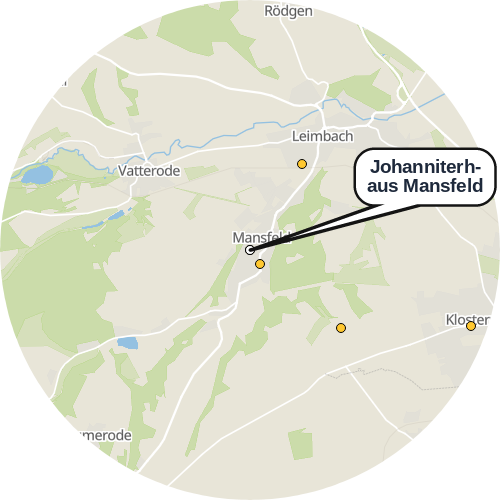 Kartenausschnitt für die Firma Johanniterhaus Mansfeld