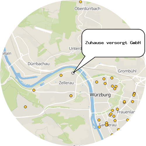 Kartenausschnitt für die Firma Zuhause versorgt GmbH