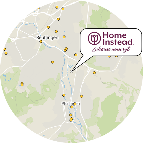 Kartenausschnitt für die Firma Home Instead Reutlingen