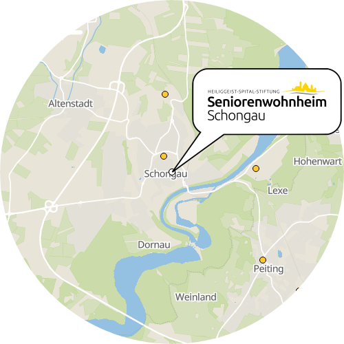 Kartenausschnitt für die Firma Altenheim der Heiliggeist-Spital-Stiftung