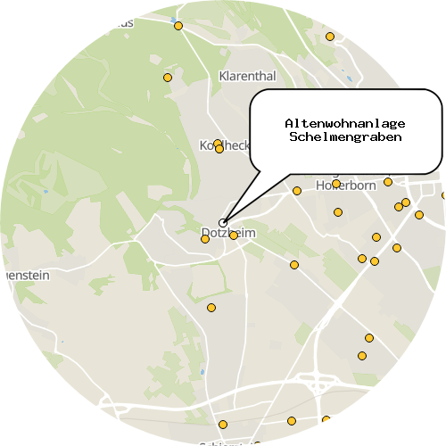 Kartenausschnitt für die Firma Altenwohnanlage Schelmengraben