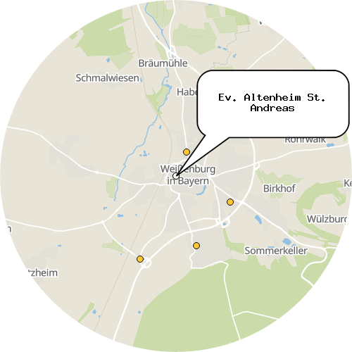 Kartenausschnitt für die Firma Ev. Altenheim St. Andreas